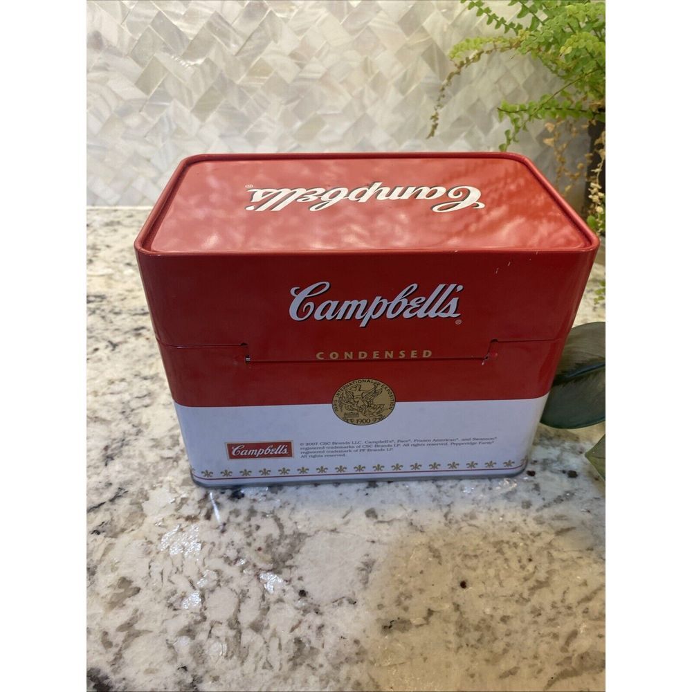 CAMPBELL'S TIN RECIPE CARD BOX w Cards - Picture 7 of 13